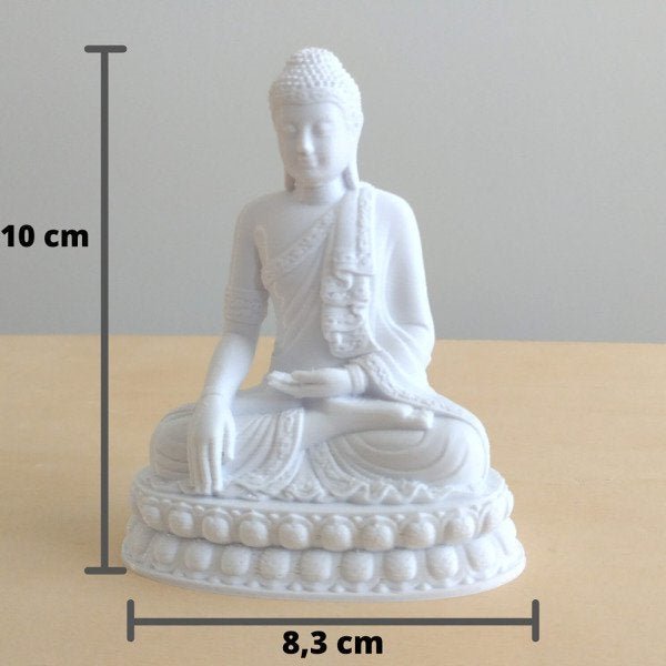 Buda Decorativo - Estatueta 10Cm Altura -Toque 3D: Branco - 4