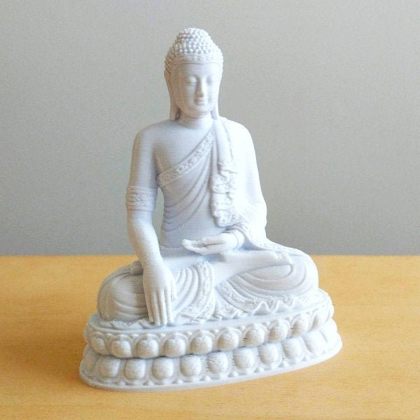 Buda Decorativo - Estatueta 10Cm Altura -Toque 3D: Branco - 3