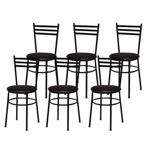 Kit 6 Cadeiras Epoxi Preta para Cozinha: Marrom