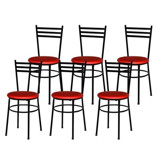 Kit 6 Cadeiras Epoxi Preta para Cozinha: Vermelho