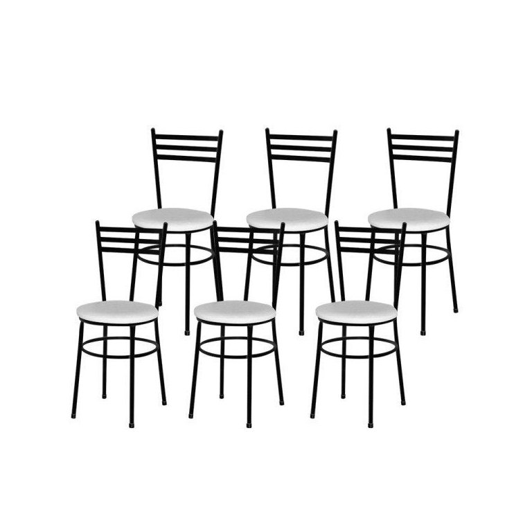 Kit 6 Cadeiras Epoxi Preta para Cozinha: Branco