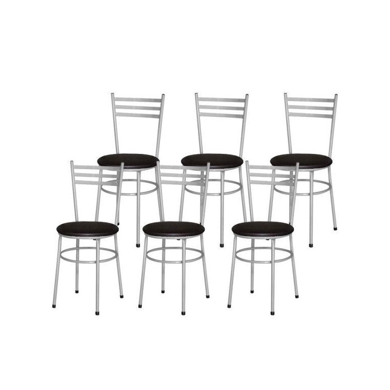 Kit 6 Cadeiras Epoxi Cinza para Cozinha: Marrom