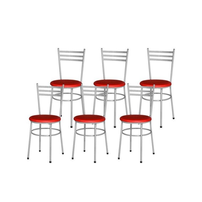 Kit 6 Cadeiras Epoxi Cinza para Cozinha: Vermelho