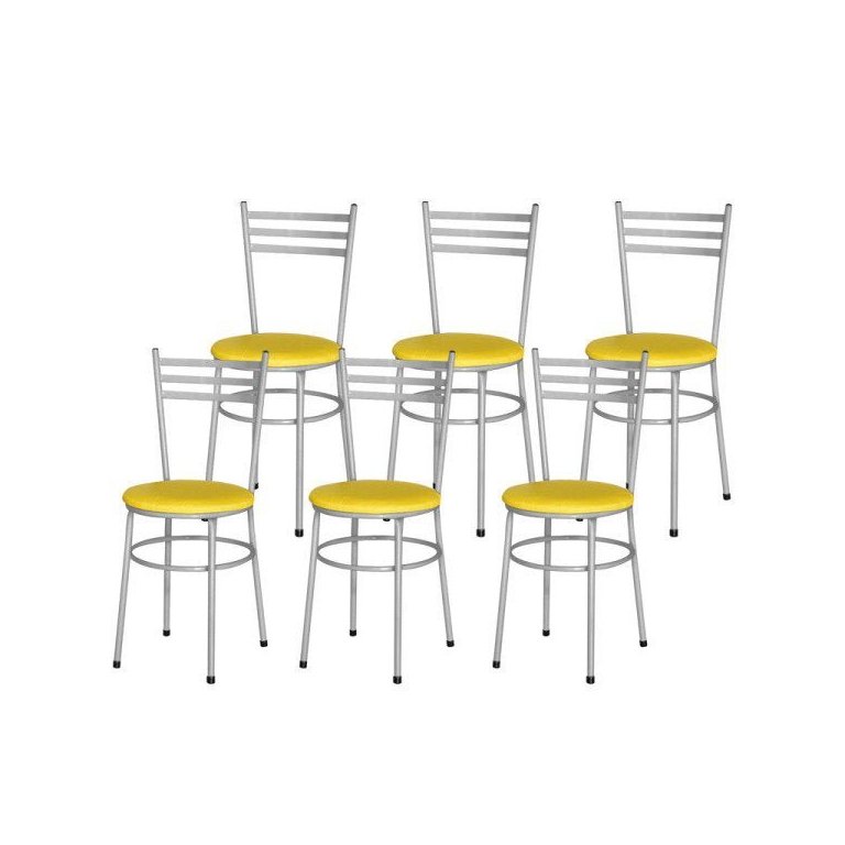 Kit 6 Cadeiras Epoxi Cinza para Cozinha: Amarelo