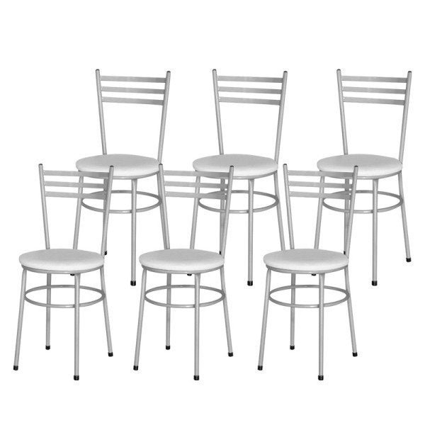 Kit 6 Cadeiras Epoxi Cinza para Cozinha: Branco