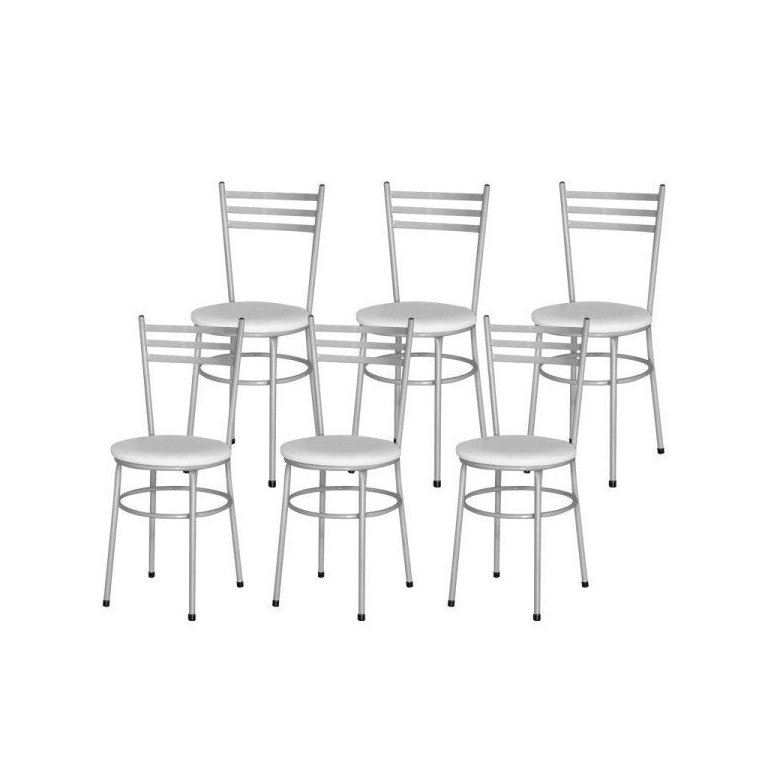 Kit 6 Cadeiras Epoxi Cinza para Cozinha: Branco