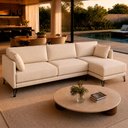 Ver imagem 3 de Sofá Sala de Estar Atena Chaise Direito Pés de Ferro 284cm 5 Lugares Bouclê Off White M1 - Monari de