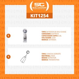 Batedor de Milk Shake 1 Copo 0,8L Profissional Inox BMS-N 220V Skymsen + Concha de Sorvete Extrator - 2