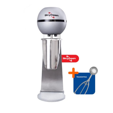 Batedor de Milk Shake 1 Copo 0,8L Profissional Inox BMS-N 220V Skymsen + Concha de Sorvete Extrator