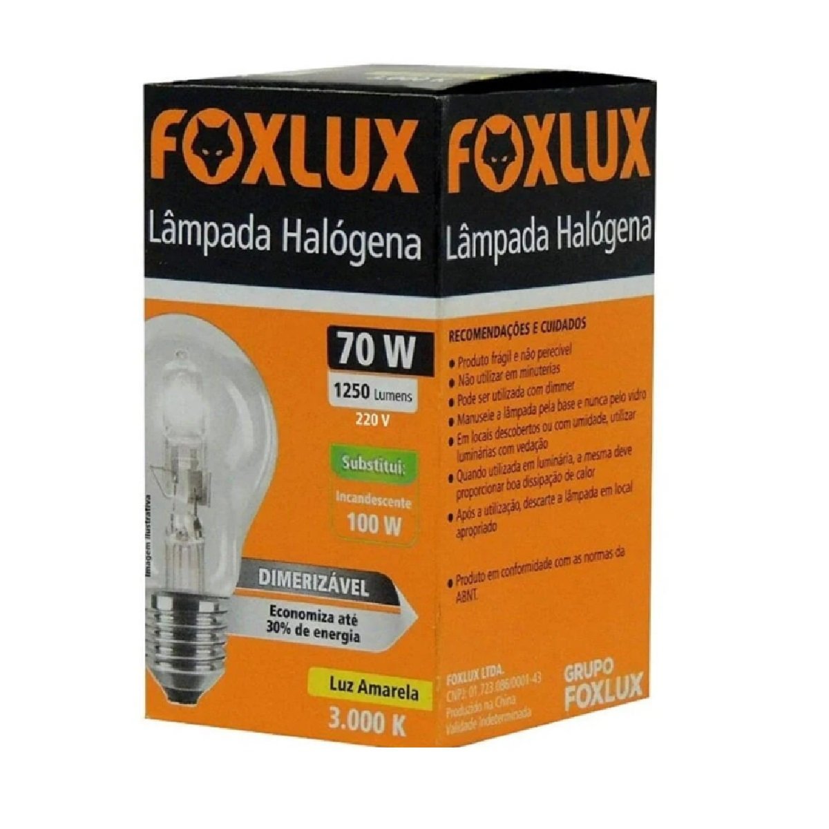 Lampada Halogena Classica 70W 220V Foxlux - 2