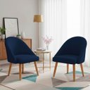 Ver imagem 1 de Kit 02 Poltrona Cadeira para Sala Orgânica Curva Redonda Confortável Reforçada Recepção Suede Azul