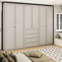 Ver imagem 1 de Guarda-roupa Casal Arizona 6 Portas 4 Gavetas Cinza - Panorama Móveis