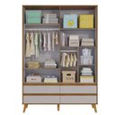Ver imagem 2 de Guarda Roupa Retro Théo 04 Portas Mdf Moveis Peroba Amendoa/off White