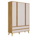 Ver imagem 1 de Guarda Roupa Retro Théo 04 Portas Mdf Moveis Peroba Amendoa/off White