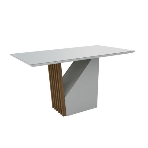 Mesa de Jantar para 6 Lugares 1,60M Tampo de Madeira com Vidro Imbuia Off White Veneza New Ceval