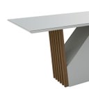 Ver imagem 3 de Mesa de Jantar para 6 Lugares 1,60M Tampo de Madeira com Vidro Imbuia Off White Veneza New Ceval