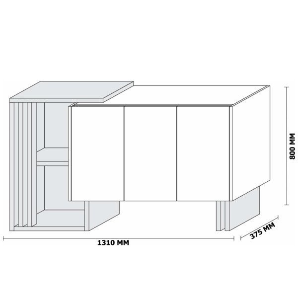 Aparador Buffet para Sala de Jantar 1,31M com 3 Portas Berlim Berlim Imbuia Off White New Ceval - 4