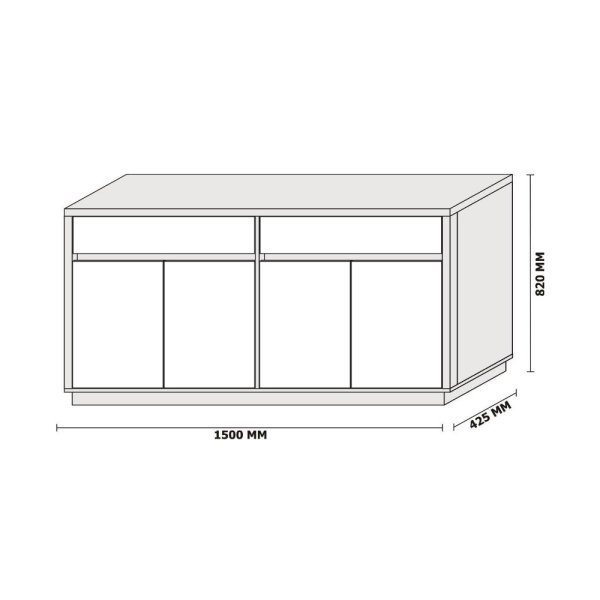 Aparador Buffet para Sala de Jantar 1,50M com 4 Portas e 2 Gavetas Ana Cor Imbuia Preto New Ceval - 4