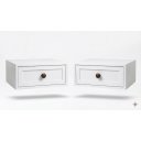 Ver imagem 1 de Kit 2 Mesas de Cabeceira Provençal Suspensas 40cm com Gaveta MDF Branco Já Montadas