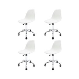 Kit 4 Cadeiras Eames Office Giratória Cromada Branca - G4 Magazine - 1