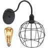 Luminária Arandela Parede Aramada Globo Industrial Retro + Lâmpadas Led Vintage Preto - 1