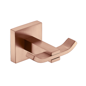 Cabide Duplo Para Banheiro - Quadrado Em Latão Rose Gold Fosco HB-A012RF Harmony Cabide Quadrado Ros