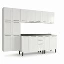 Ver imagem 3 de Cozinha Modulada 5 Peças em Aço com Paneleiro e 2 Balcões com Tampo Casuá Florença Branco/Grafite