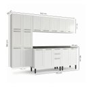 Ver imagem 4 de Cozinha Modulada 5 Peças em Aço com Paneleiro e 2 Balcões com Tampo Casuá Florença Branco/Grafite