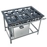 Fogao Industrial 6 Bocas M-19 M/m S2000 30X30 Perfil 6,5Cm Com Forno Metalmaq - 1