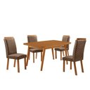 Ver imagem 4 de Conjunto de Jantar Copper 4 Lugares Tampo MDF Cadeiras Lorena Veludo Creme 120cm Moderna