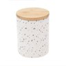 Pote Decorativo Cerâmica Tampa Bambu Granilite Branco 13x10cm - 1