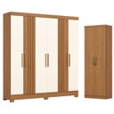 Ver imagem 1 de Guarda Roupa Casal 6 Portas 3 Gavetas Francês Cinamomo Off White com Armário Multiuso Margarida Cina