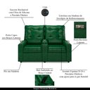 Ver imagem 3 de Poltrona do Papai Reclinável Sala de Cinema Palace 2 Lugares Manual Baú Usb Pu Verde Musgo G23 Encan