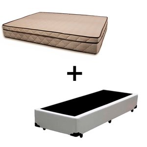 Cama Box Solteiro 88 Tecido Sintético Branco com Colchão Polônia Bello Box - D28 65x88x188