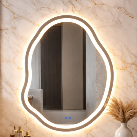 Espelho Banheiro Led Touch 3 Cores de Luz com Desembaçador e Display Digital 80x60 Cm 110v/220v