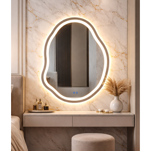 Espelho Banheiro Organico Inteligente Touch Led 3 Cores + Desembacador com Display Digital 80x60 Cm