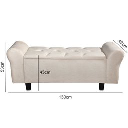 Cabeceira Casal e Recamier Sapateira America 140cm Bege - 2