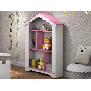 Nicho Estante Organizador Brinquedos Criança Menina Branco/Rosa