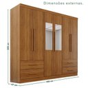 Ver imagem 4 de Guarda-Roupa Casal com Espelho 6 Portas 4 Gavetas Texas Premium Marrom/Cinamomo