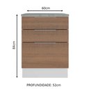 Ver imagem 2 de Balcão Madesa Stella 60 cm 3 Gavetas Branco/Rustic Cor:Branco/Rustic