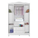 Ver imagem 3 de Berço Americano Mirelle e Guarda Roupa Infantil Ariel 4 Portas Branco Brilho - Carolina