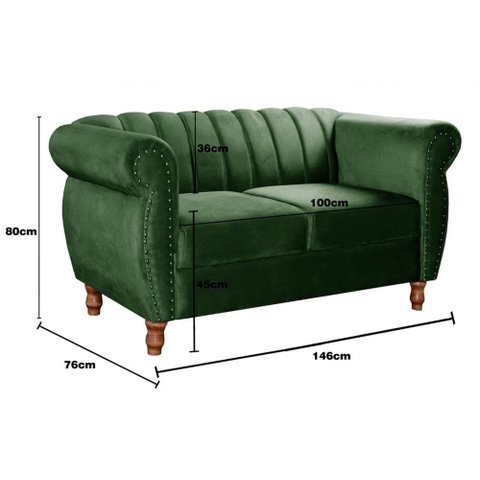 Conjunto Realeza 2 e 3 Lugares Cor:Veludo Verde 270