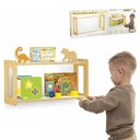 Ver imagem 2 de Prateleira Dupla Infantil Montessori Organizador Madeira Livros Brinquedos Pelucia Estante Madeira Q