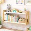Ver imagem 3 de Prateleira Dupla Infantil Montessori Organizador Madeira Livros Brinquedos Pelucia Estante Madeira Q