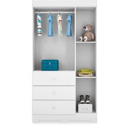 Guarda Roupa Infantil Canaã 3 Portas 3 Gavetas Branco Darom Moveis - 2