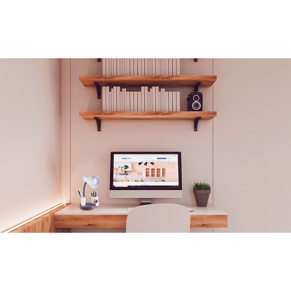 Luminária de Mesa Estudo Escritório Home Office Articulável Porta Lápis Caneta Bivolt E27 Cinza - 3