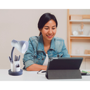 Ver imagem 2 de Luminária de Mesa Estudo Escritório Home Office Articulável Porta Lápis Caneta Bivolt E27 Cinza