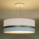 Ver imagem 2 de Lustre Pendente Branco Faixas Bronze Cúpula 50x15 Tom Luz