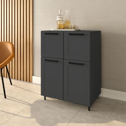 Aparador Buffet Multiuso 70 Cm 4 Portas Bertolini - Grafite