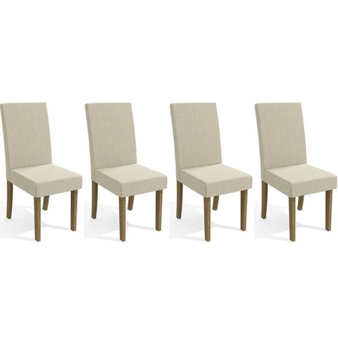 Cadeira Sala de Jantar 2cad131fr Kit 4 Un Freijó/linho Bege A019 - Kappesberg
